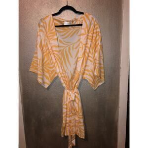 Maison Du Soir  Hippie Boho CottageCore Coquette Yellow White Robe / Cover M / L
